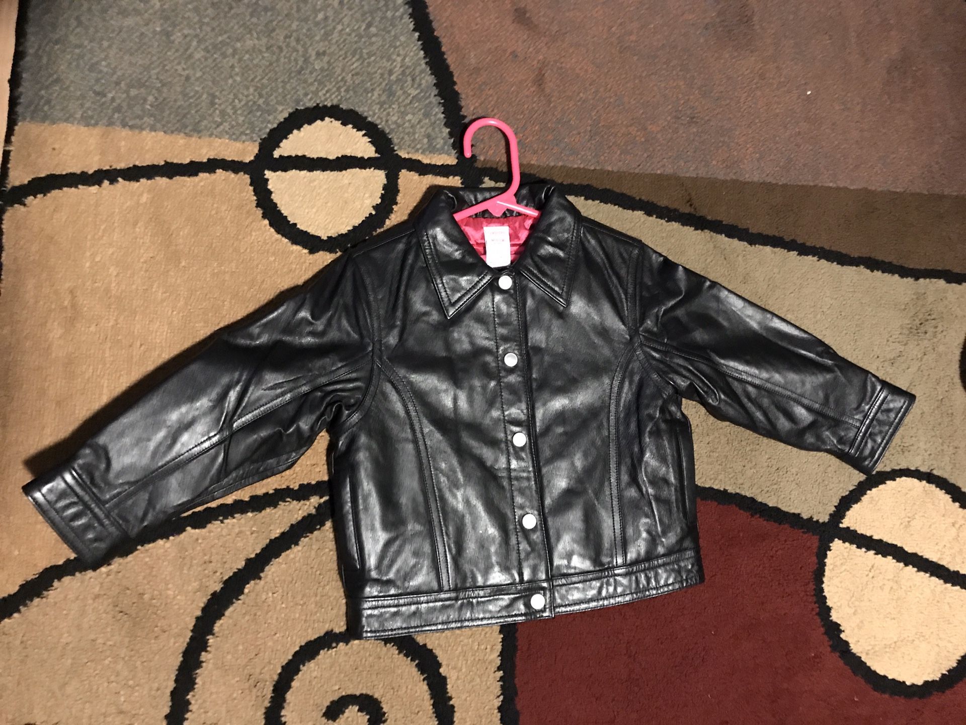 Girls New Gymboree Leather Jacket This is super cute and is brand new without tags. It was $99 plus tax at Gymboree. It’s a size medium, which fits
