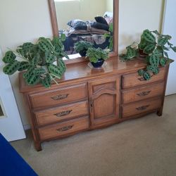 Bedroom Set Bed Frame Headboard, Desk, End Table & Dresser With Mirror. Mattress And Box Spring Not Included.