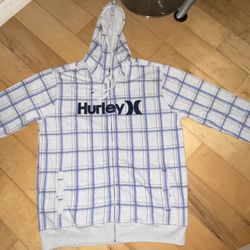 HURLEY PLAID HOODIE JACKET/SIZE:2XL(PREOWNED/LIGHTLY USED)