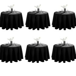 VidaFete Round Tablecloth 132inch 6pack Polyester Table Cloth, Stain Wrinkle Resistant Polyester Dining Table Cover For Kitchen Dinning Party Wedding 