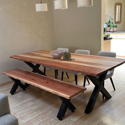 8ft Dinning Table Chairs And Bench Set
