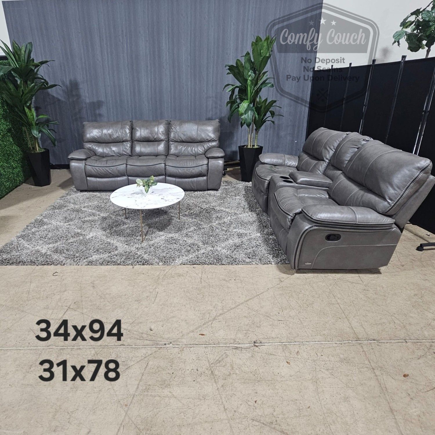 🛋️ Gray Leather Sofa & Loveseat Set(Delivery Available!! )