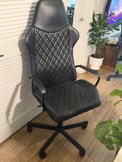 Black Gaming Chair with Blue Trim