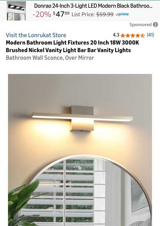 Gold 20" Bathroom Vanity Light