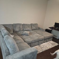 Brand New Comfy Corduroy Pullout Sectional 
