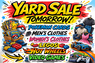 Yard sale March 8 pokemon legos coach