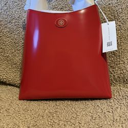 Limited Edition Tory Burch Robinson Spazzolato Hobo bag in red sky