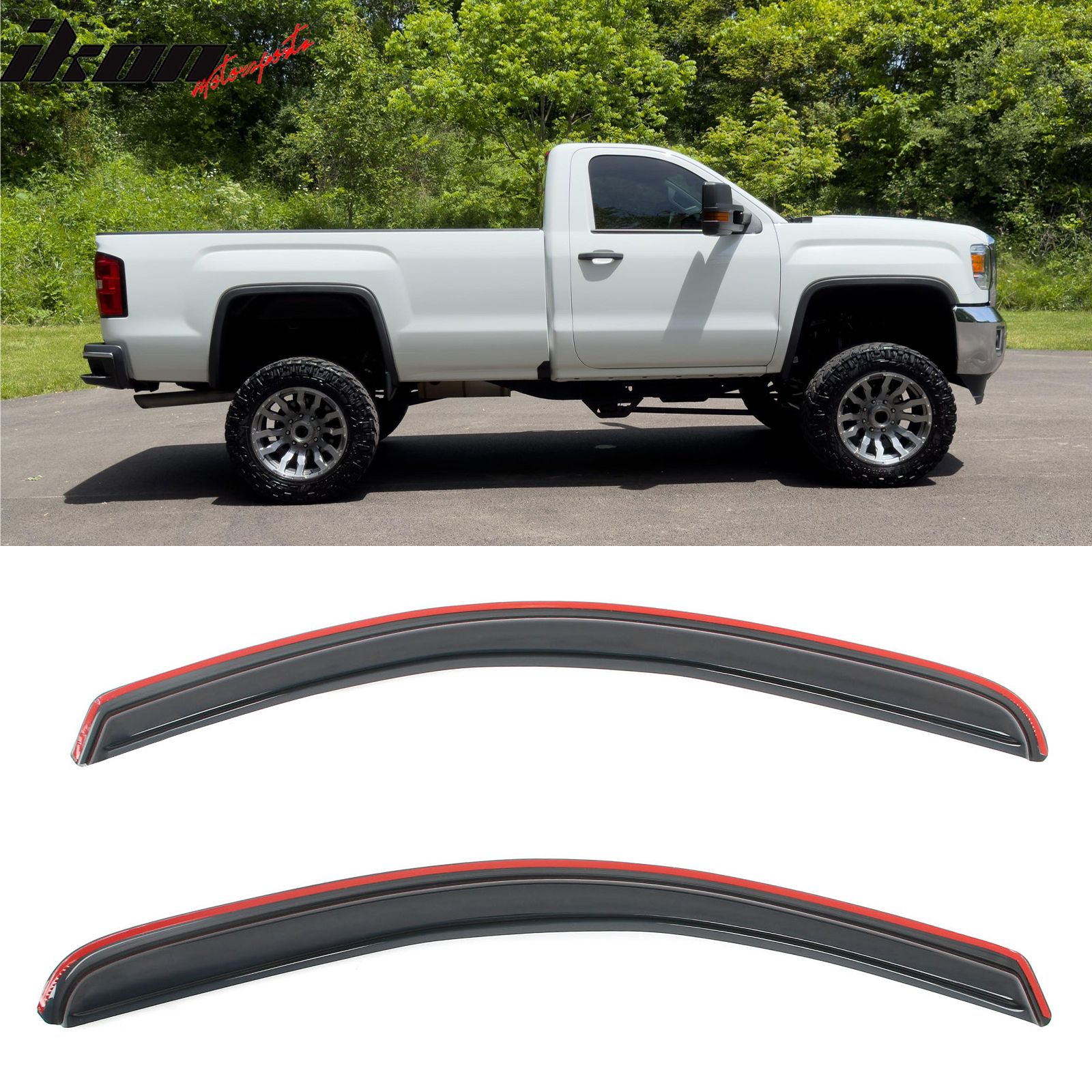 Fits 2014-2019 Silverado Sierra 1500 2500 HD Standard Cab Window Visors In-Channel