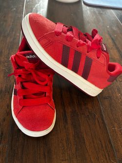 Adidas Kids Red Suede Low-Top Sneakers