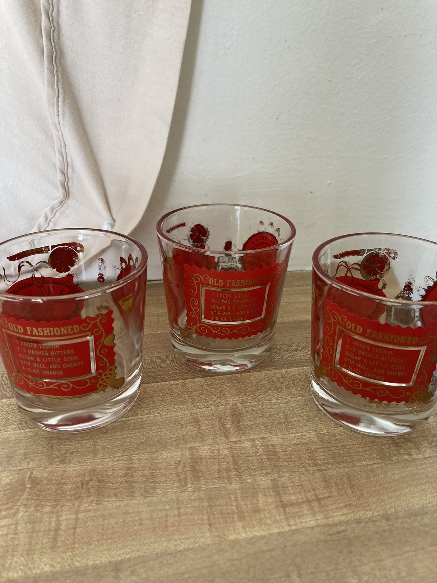 Vintage  Whiskey Sour Recipe Highball Glasses - Set Of 3