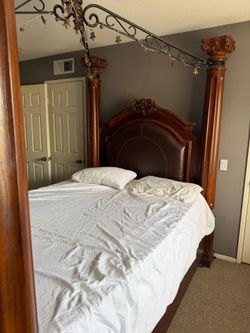 Cherry wood canopy bed