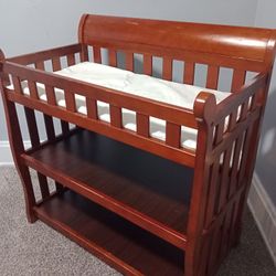 Solid Wood Changing Table W/ 2 Shelves 