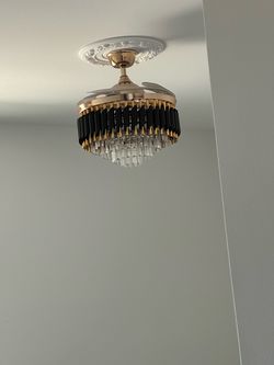 Crystal Chandelier Ceiling Fan with Retractable Blades