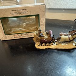 🎄 American Homestead Winter Sleigh Ride Hand Crafted Polyresin Collectible