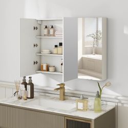 Frameless Bathroom Medicine Cabinet with Mirror, 3-Door