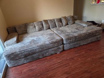 Brand New Oversize Boneless Couch Grey Corduroy Adjustable Bed All Pillows Included From $899 Now $699