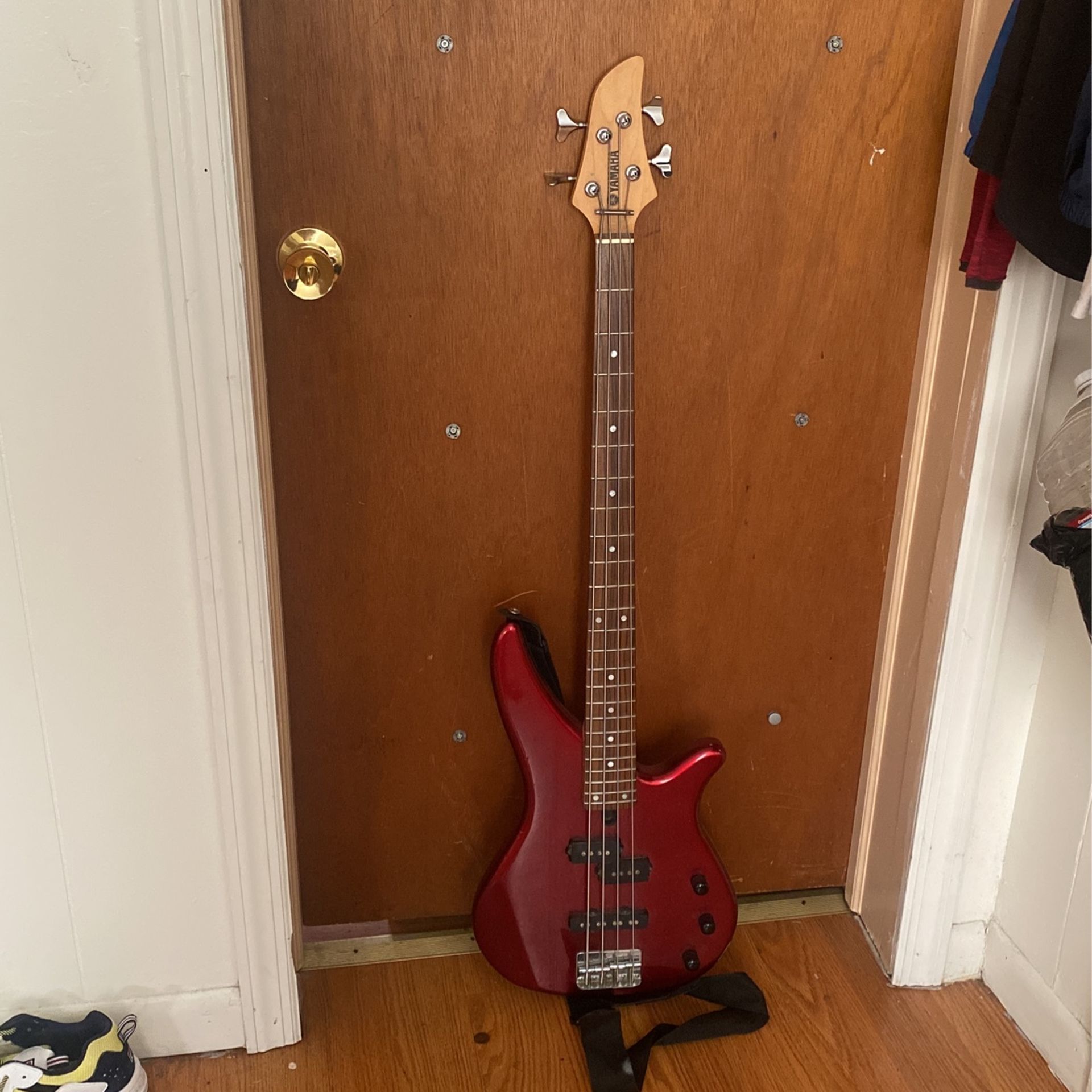red bass guitar