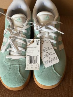 Gorgeous New Adidas Court 3.0 K Fashion Sneakers Green White Gum Sole  shoes