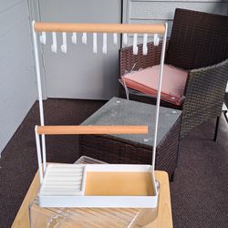 Jewelry Organizer White Metal w Light Wood - 2 To Sell