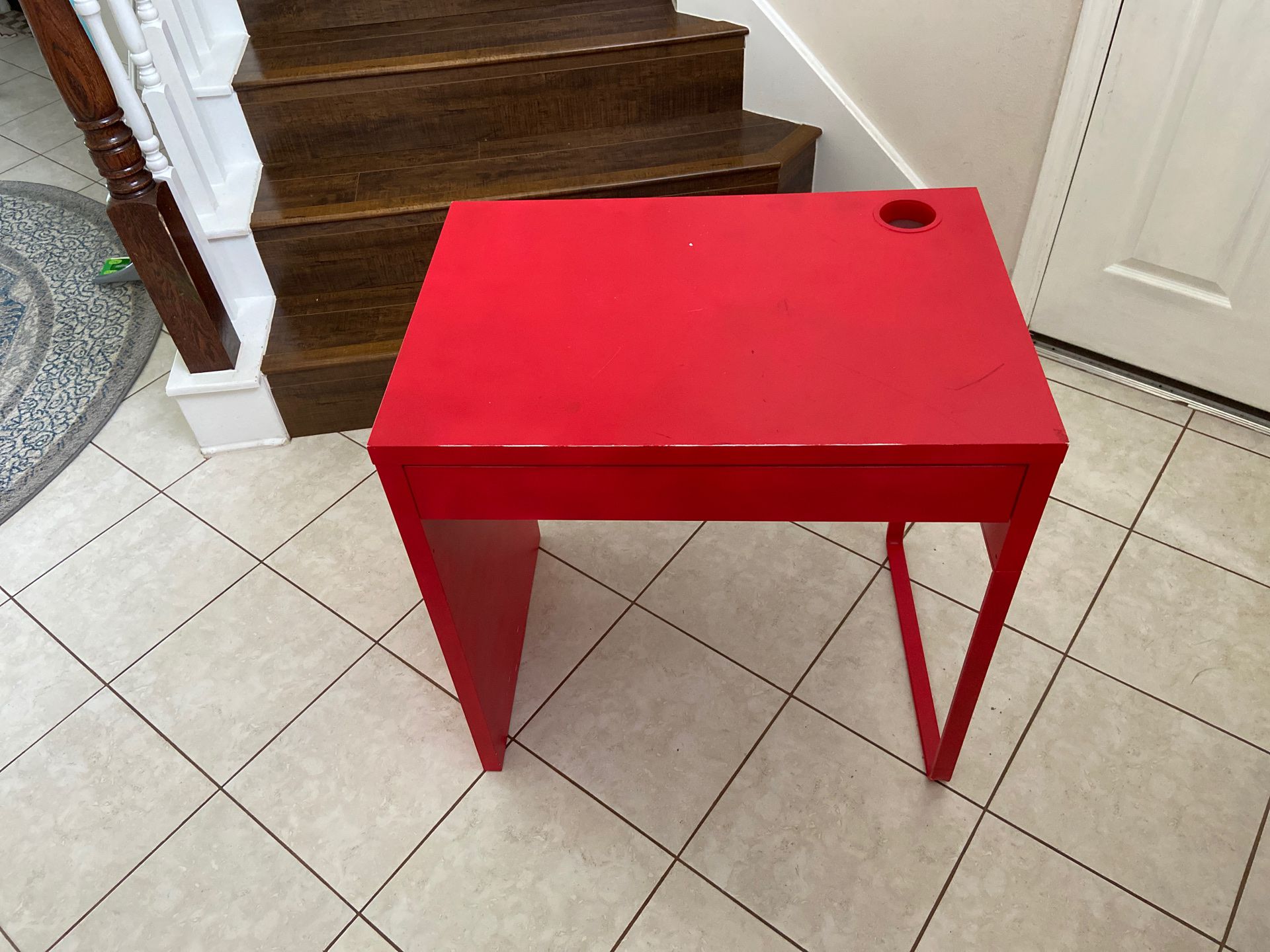 IKEA study desk with drawer, painted red