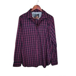 Amplify Mens Long Sleeve Plaid Pattern Size Large Purple and Black