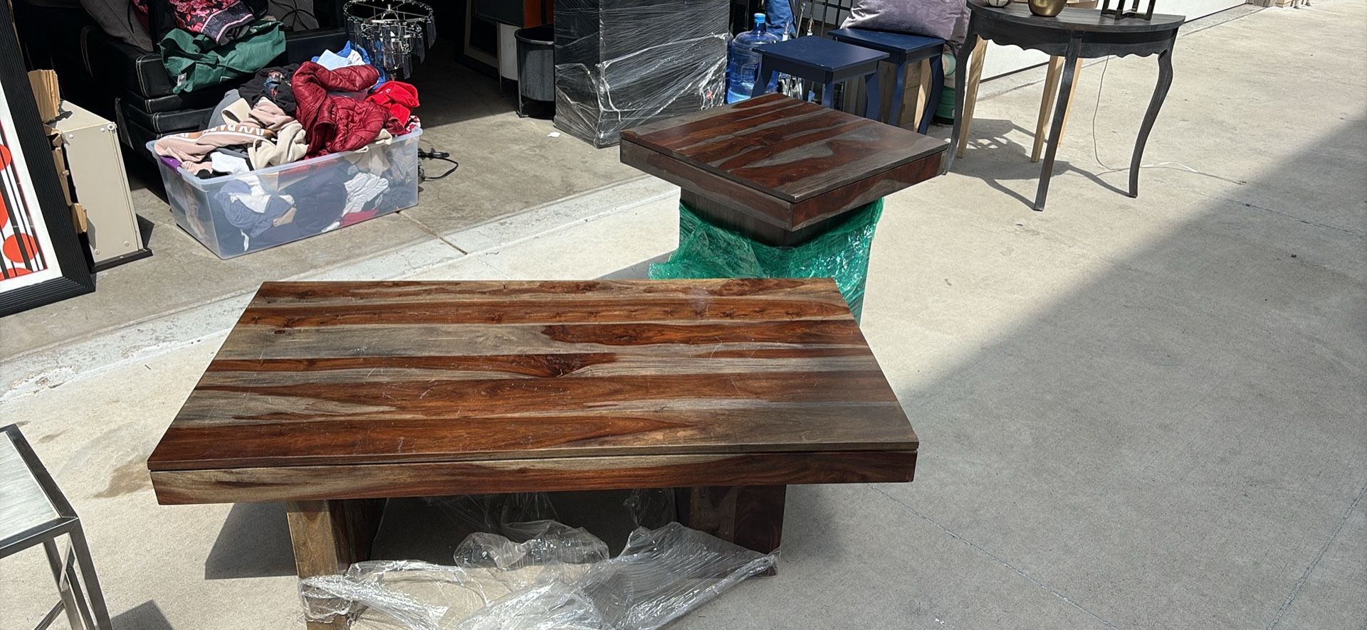 Wood Coffee Table And Side Tables 