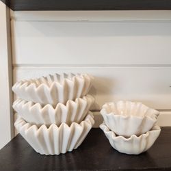 White Stoneware Fluted Bowl