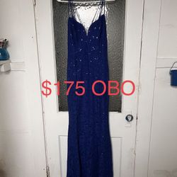 Full Length Royal Blue Lace Dress Size M 