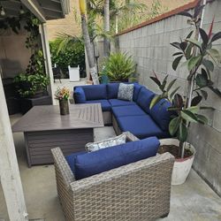 Patio set with table fire pit/outdoor Furniture/sectional Set/Cash Only