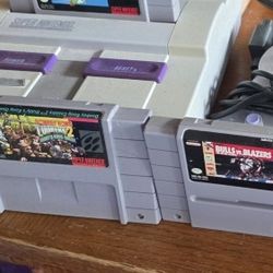 Super Nintendo, 2 Controllers, All Cords And 4 Games