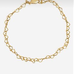 14k Gold Filled Heart Chain Bracelet 