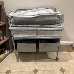 Sweeby Portable Baby Changing Table, Foldable Diaper Changing Station with Waterproof Pad, Mobile Nursery Organizer for Infant & Newborn Essentials, G