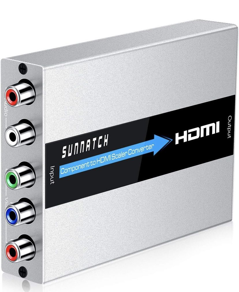 Component to HDMI Converter with Scaler Function, 5RCA YPbPr to HDMI Adapter, Aluminum