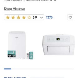 Hisense 8000 BTU DOE 115-Volt Vented Medium Room Smart Portable Air Conditioner