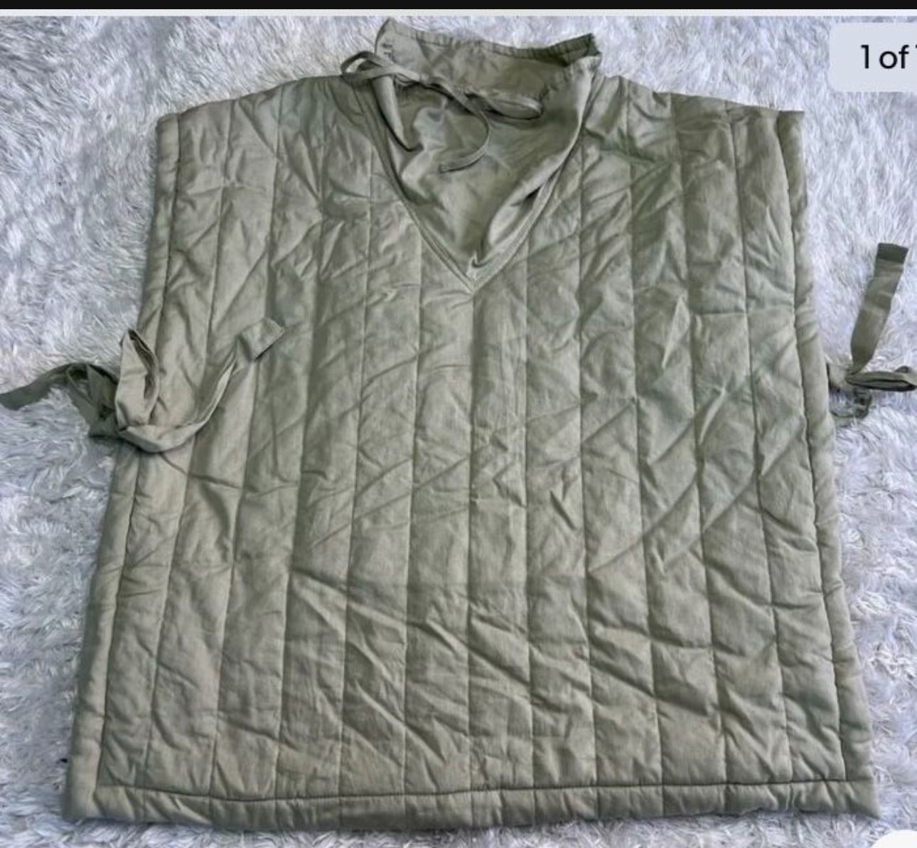  Women's poncho Quilted Sleeveless Green Size OSFM