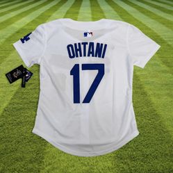 Brand new Women’s LA Dodgers Shohei Ohtani #17 jersey with World Series patch.