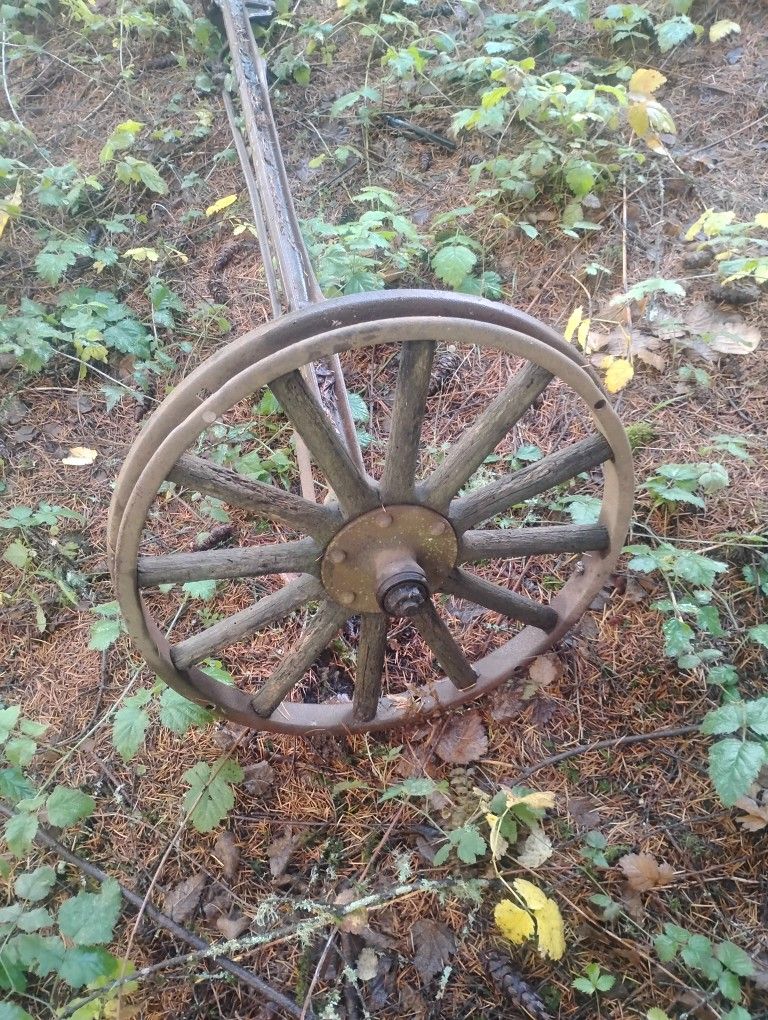 Vintage Wooden Wheel With Axle