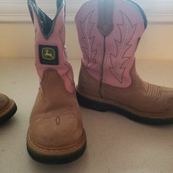 John Deere Pink And Brown Boots Size 11
