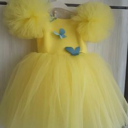 Yellow/ Blue Dress For Little Princess 2-4 Years 