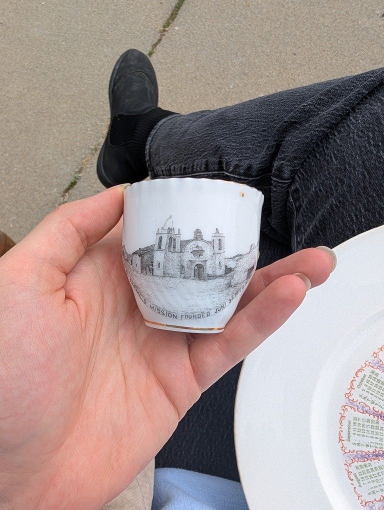 A LITTLE PIECE OF MONTEREY HISTORY: 1890 Souvenir tea cup from the Star Shell Store, opened by the progenitor of the Boughton family