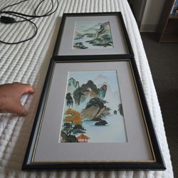 Hand Cut and Painted Wheat Stalk on Silk Oriental