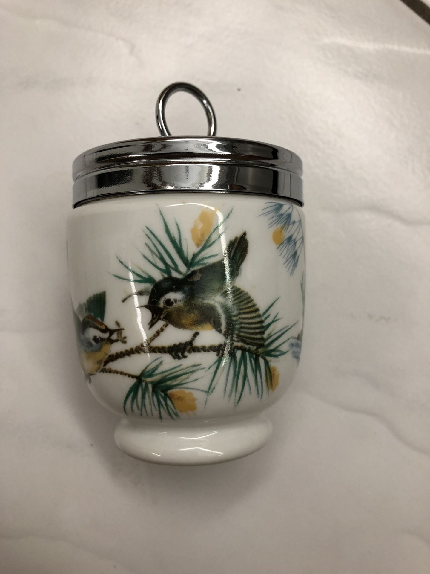 Vintage - Egg Coddler & Lid “Birds” by ROYAL WORCESTER