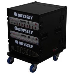 Odyssey FZAR12WBL 12U Pro Amp Rack Case with Casters - Black