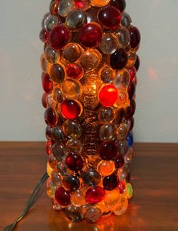 Illuminated Wine Bottle Lamp Handmade Craft Light Colorful Glass Beads Decor
