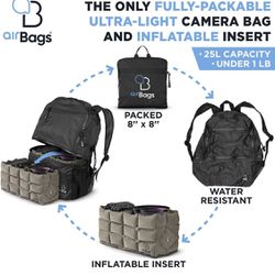 AirBags 25L Packable Backpack And Inflatable Insert for Camera, Travel, Hiking, and Gym (NEW w/ Tag)