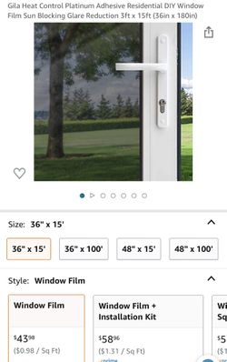 Gila Heat Control Platinum Adhesive Residential DIY Window Film Sun Blocking