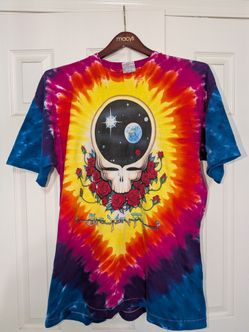 Vintage 90s Grateful Dead Space Your Face Liquid Blue Tie Dye T Shirt