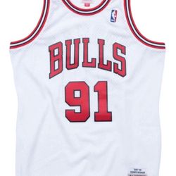 Dennis Rodman Chicago Bulls Mitchell & Ness NBA 1997-98 White Throwback Swingman Jersey - Men's  