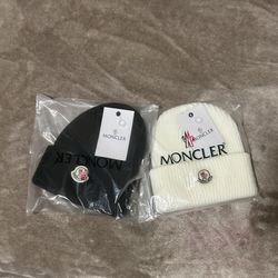 Black and White Moncler beanie