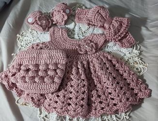 Crochet Baby Girl Victorian Rose Heirloom Dress Set Photo Prop Shipping Available